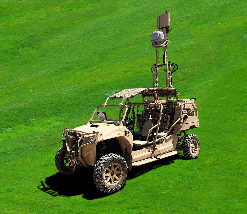 플리어의 LTV-X 경전술차량은 4인승으로 탈착식 센서/마스트 활주부가 특징인 경량의 전 지형 정찰 감시 및 시스템이며, V-22 Osprey 는 이동이 가능하다. LTV-X는 신속하게 배치할 수 있어 작업자는 고급 레이더, 전기 광학, 열화상 시스템을 사용하여 거의 모든 장소를 이동하고 자체 감시 임무를 수행할 수 있다.(사진:플리어)